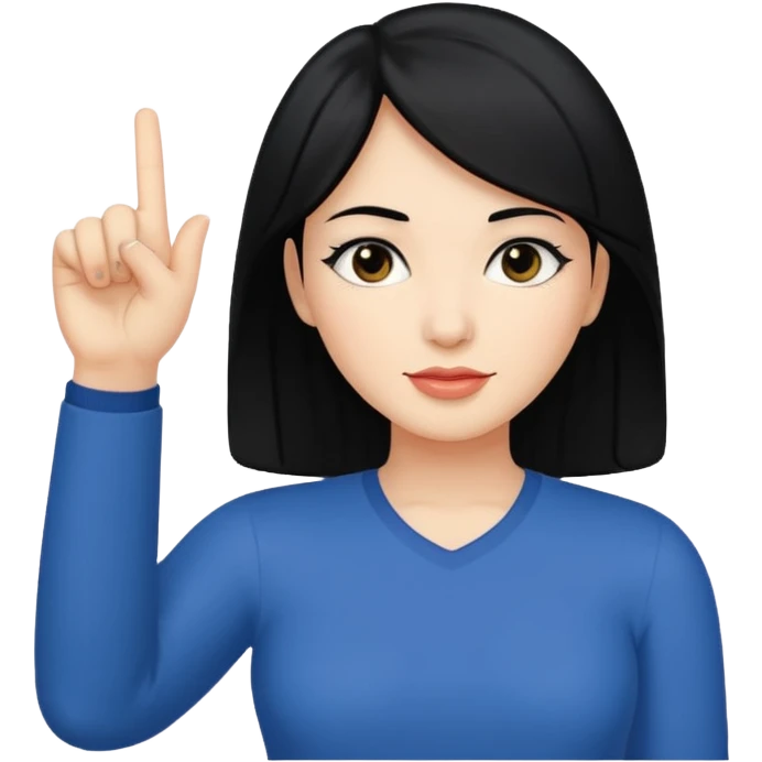 Woman with black hair sticking up one finger  emoji