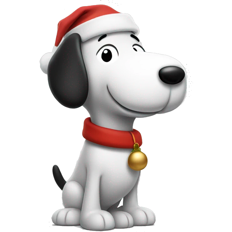 Snoopy with a Santa hat emoji