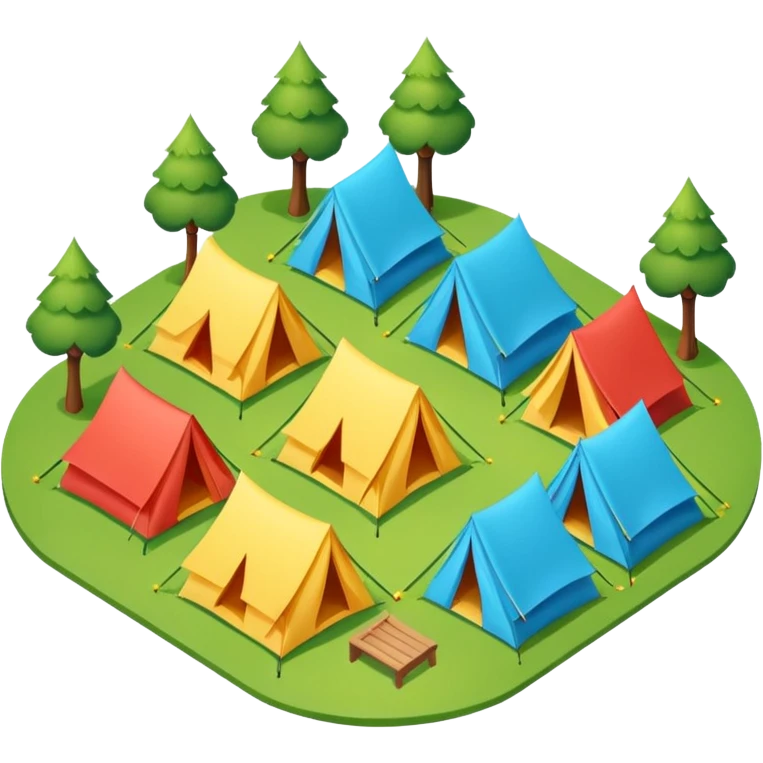 Tent vacation park isometric exterior emoji