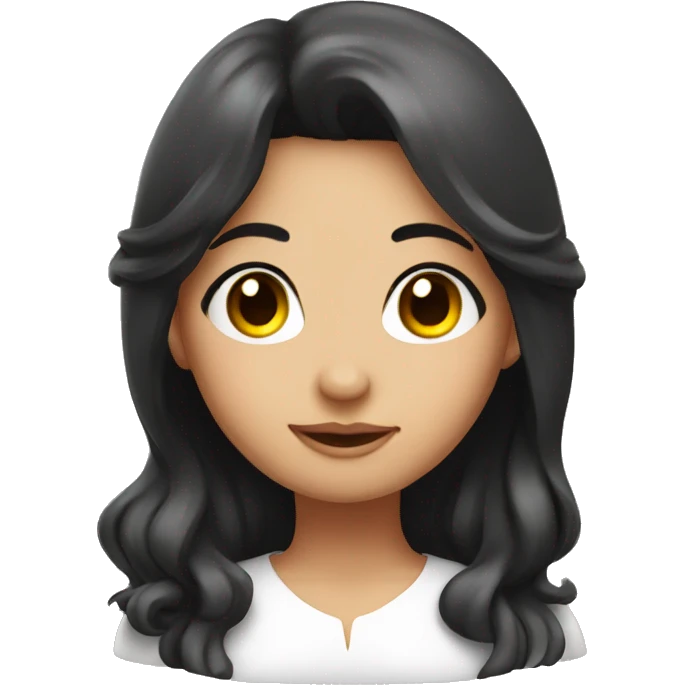 a young woman, dark hair, naughty face, angel halo emoji