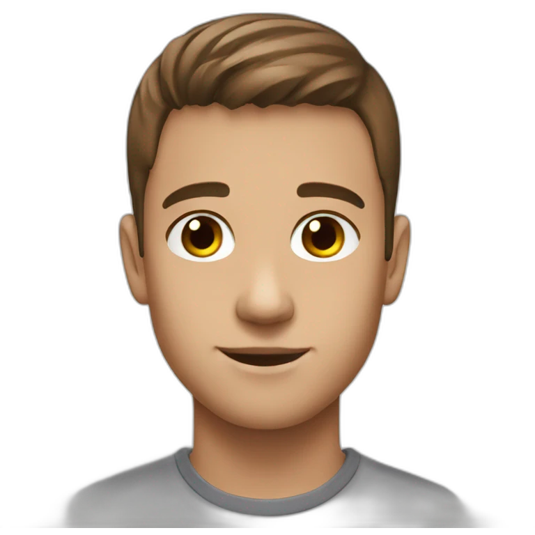 French crop mid shaved Brown Hair Youngster man emoji emoji