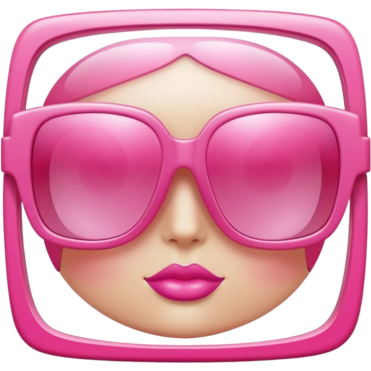 pink oversized sunglasses, large square frame with pink transparent lenses, fashion style emoji