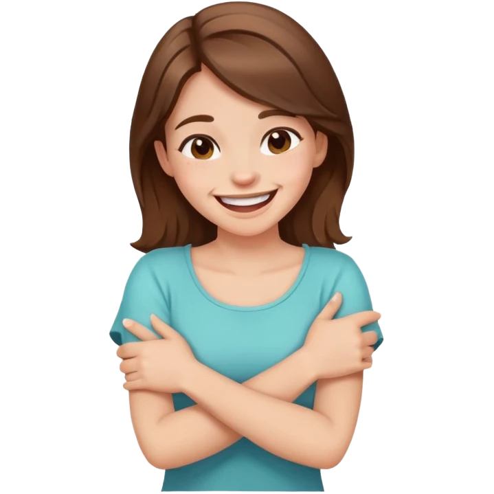 arms crossed holding neck laughing girl emoji