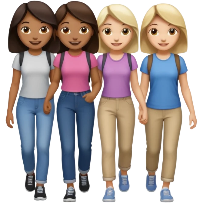 happy walking 4 girls emoji
