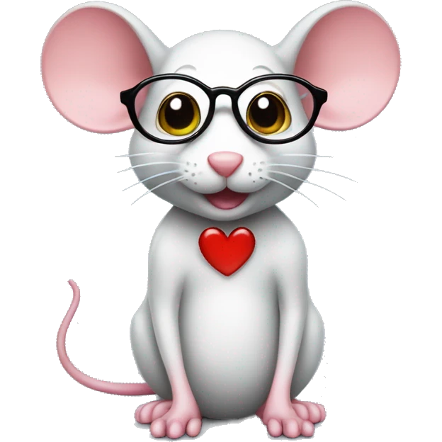 cutie mouse with hearts and nerd emoji glasses and teet emoji