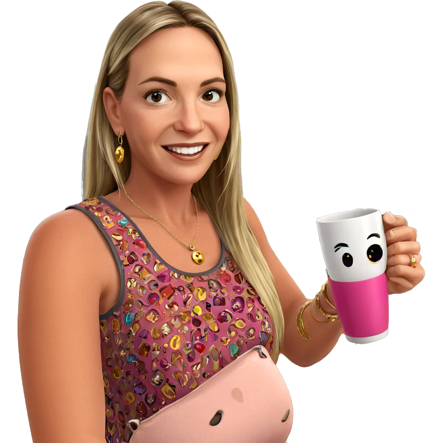 smiling girl with jewelry cup emoji