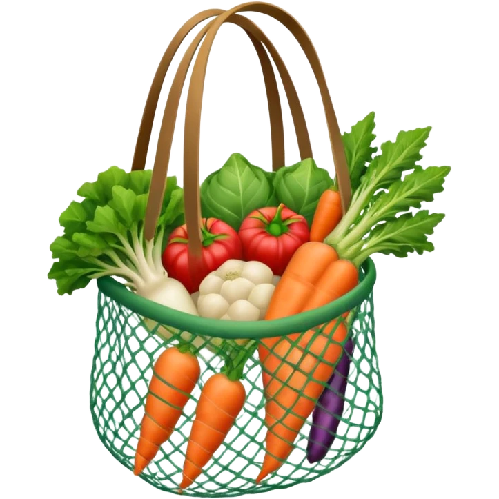 Net back with white nets that is used for shopping and putting vegetables in it emoji