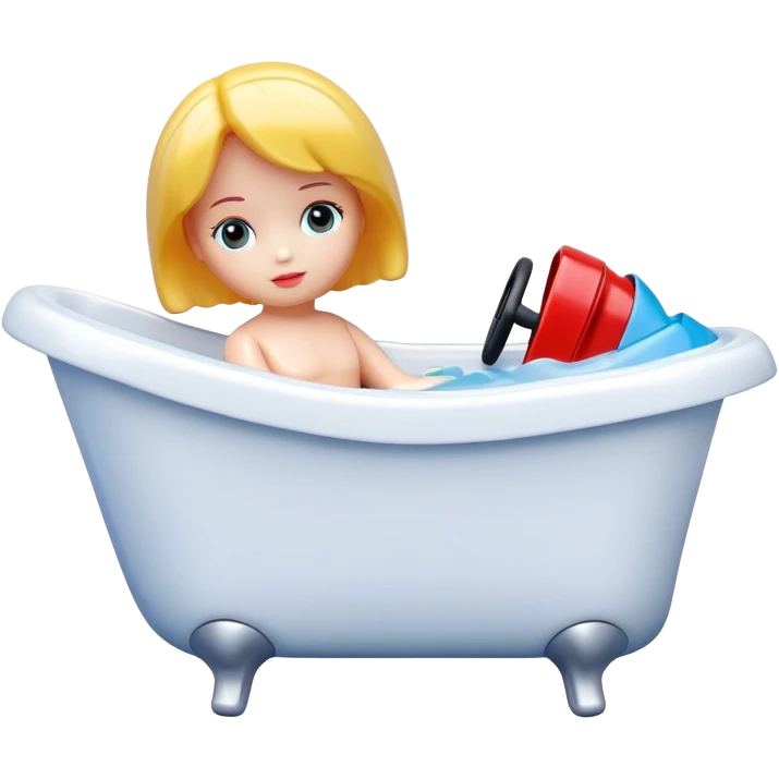 Doll with a car in a bathtub emoji