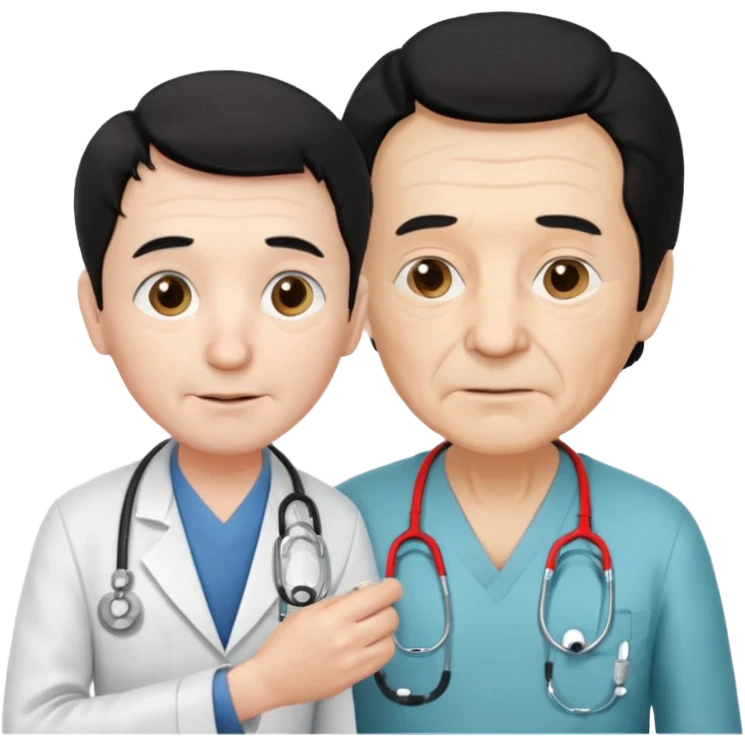 doctor black hair attending to a old man  emoji