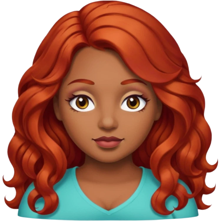 Plus size red hair brown face small eyes long hair Asian eyes small eyes wavy hair eye lashes  emoji