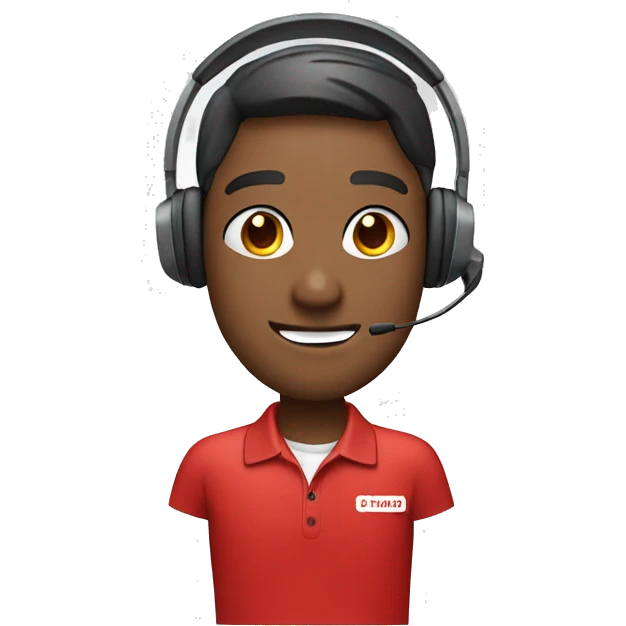 Customer service agent with headset wearing a red polo shirt emoji