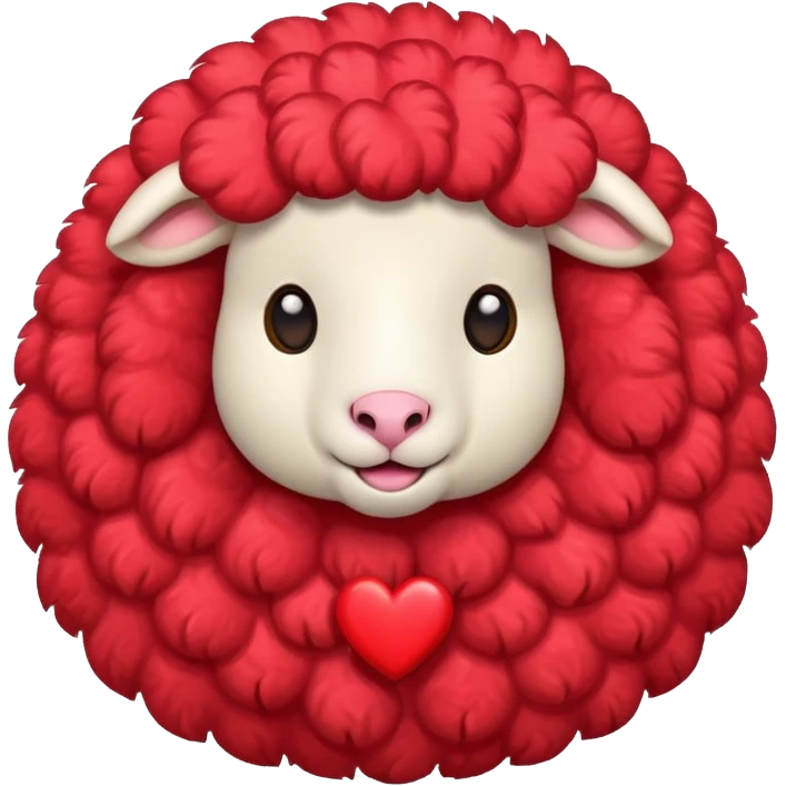 make an emoji with a red sheep. but make a sheep with a heart. but make it more animated like from animated movie and make it different from sheep you’ve made before  emoji