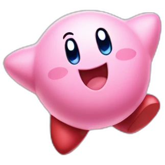 cute happy classic Kirby jumping on a star emoji
