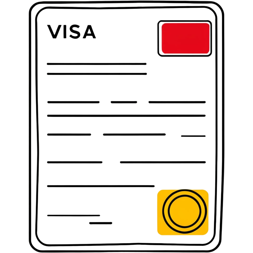 Colorful travel visa with approval stamp emoji