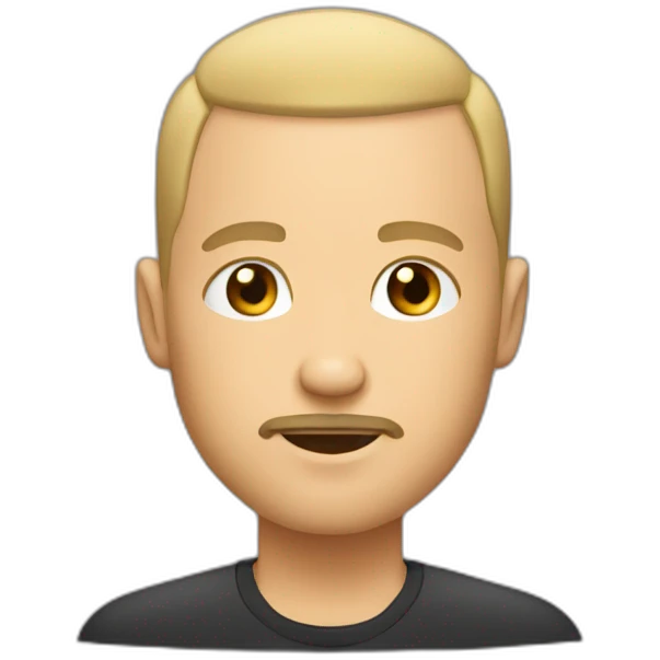 man with short blonde buzz cut and thick goatee emoji
