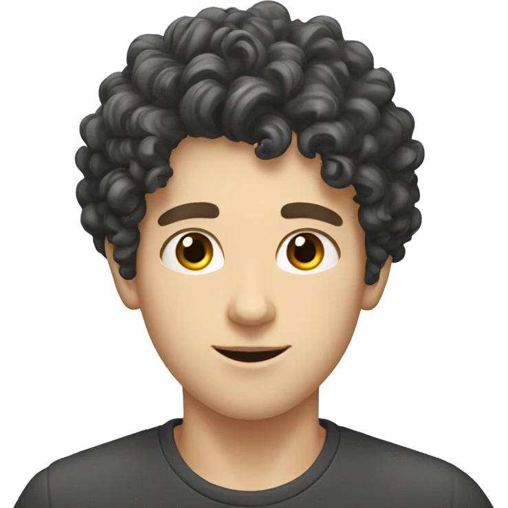 young white European guy with curly black hairs emoji