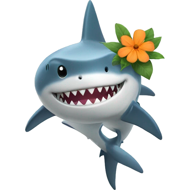 shark with flower emoji