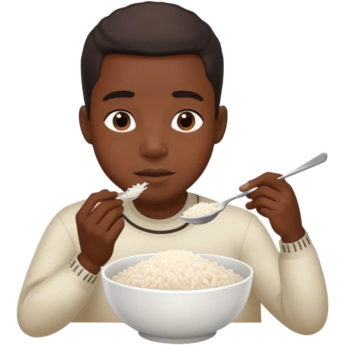 Black dude with rice  emoji