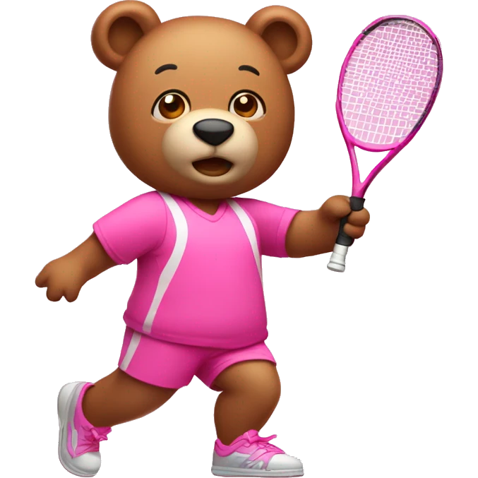 Bear playing tennis in the pink outfit  emoji