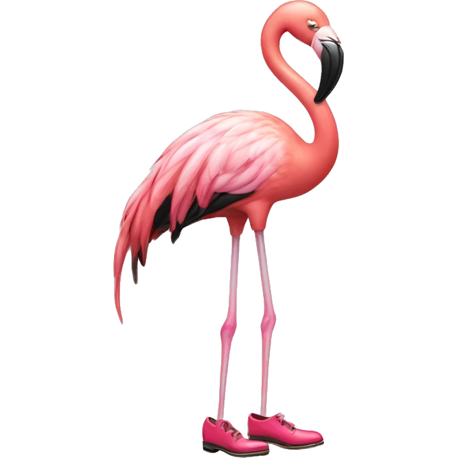 crying flamingo wearing tap shoes emoji