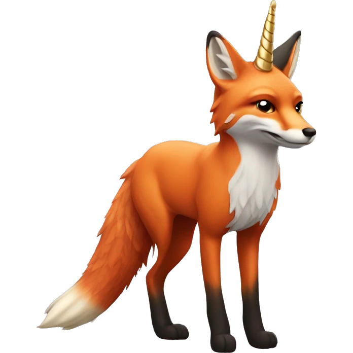 Red fox with unicorn horn and wing emoji