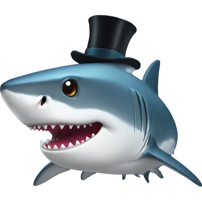 Shark with a top hat emoji