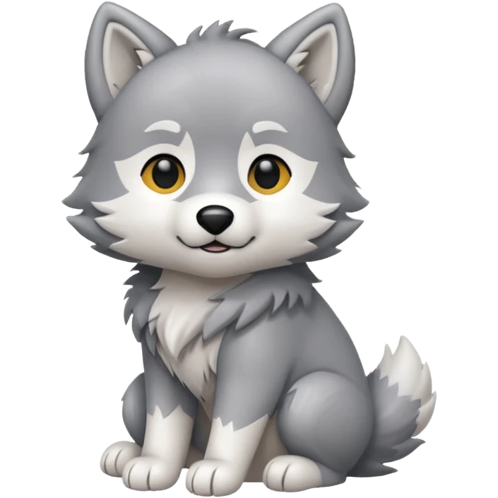 Chibi style Plush wolf emoji