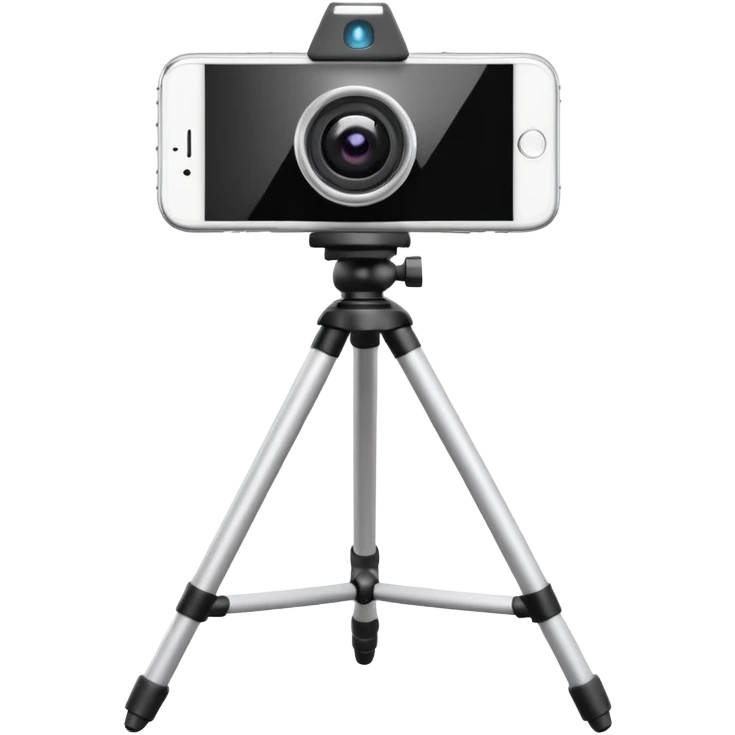 3D Apple-style emoji of a white tripod holding an iPhone 16 Pro,
rear view, visible camera lenses,
clean white background, smooth rounded design emoji