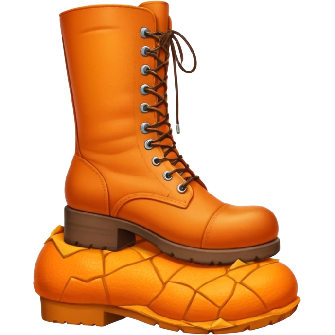 Giant orange boot crushing a person beneath it emoji