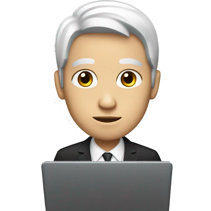 white man with black hair working on his laptop emoji
