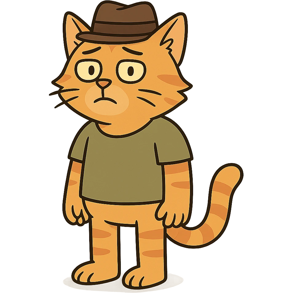flat toon style cat in a hat emoji
