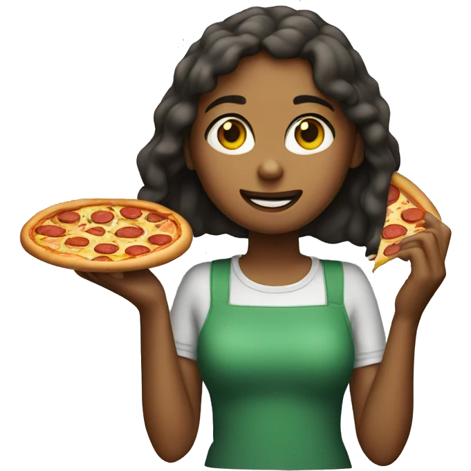 Girl eating pizza emoji