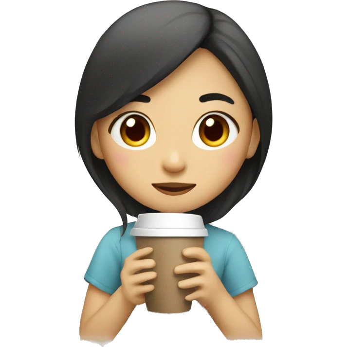 asian girl drinking coffee emoji