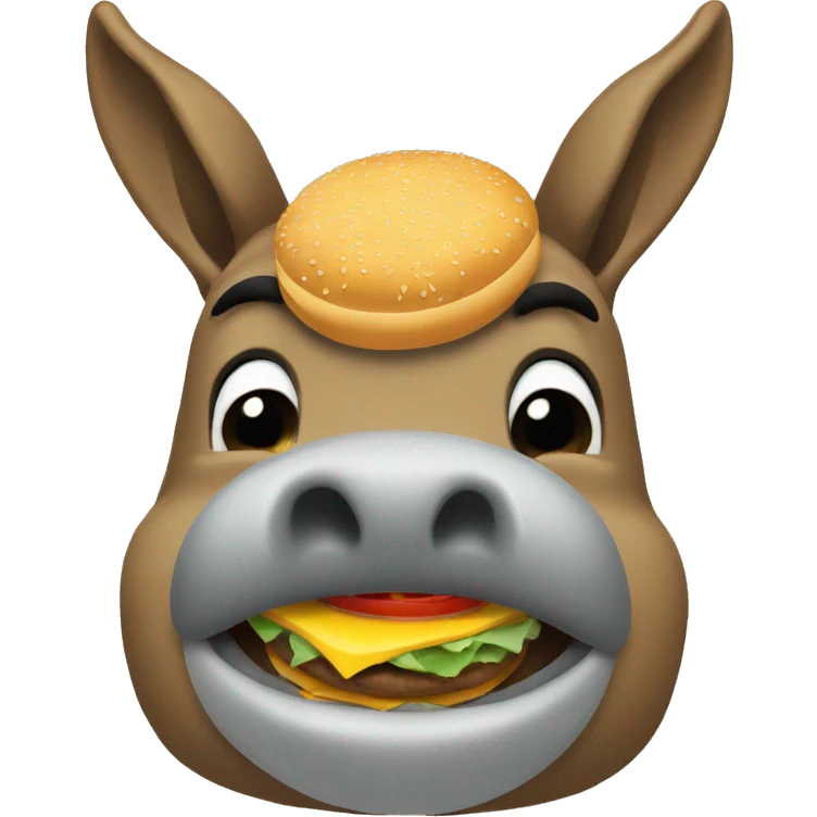 fat donkey face eating burgers emoji