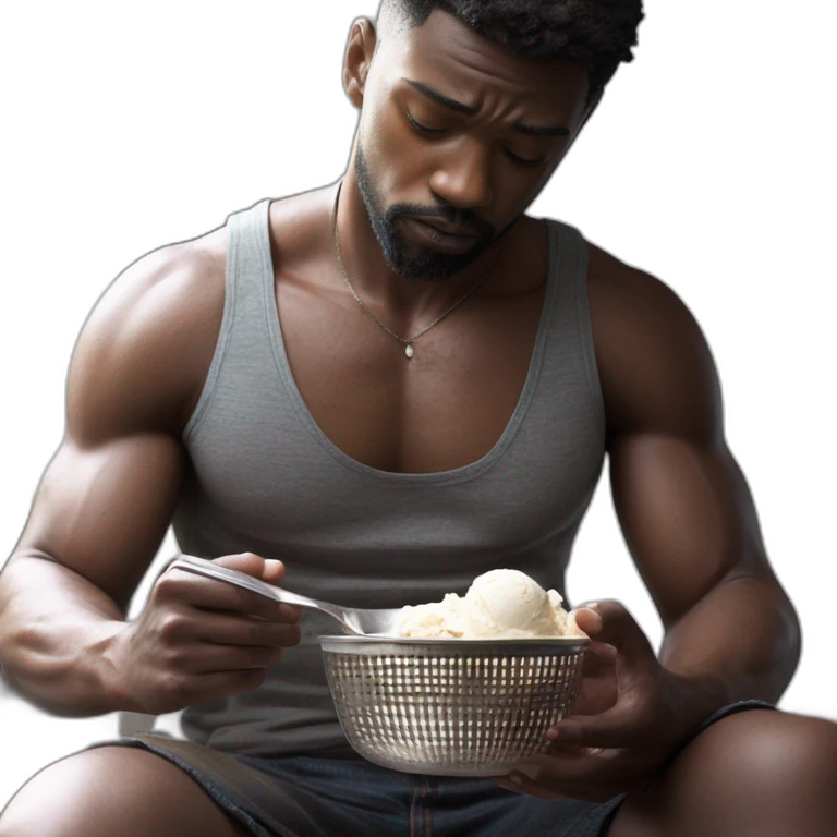 muscular guy enjoying ice cream emoji