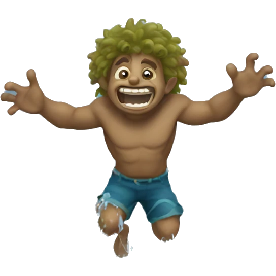 troll jumping in water with curly hair emoji