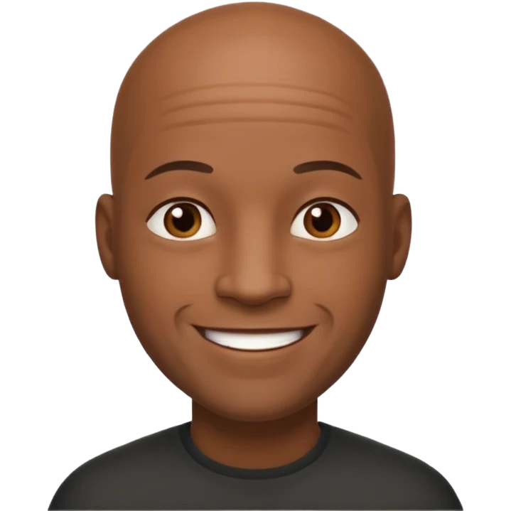 black bald man with strong and smile calm emoji