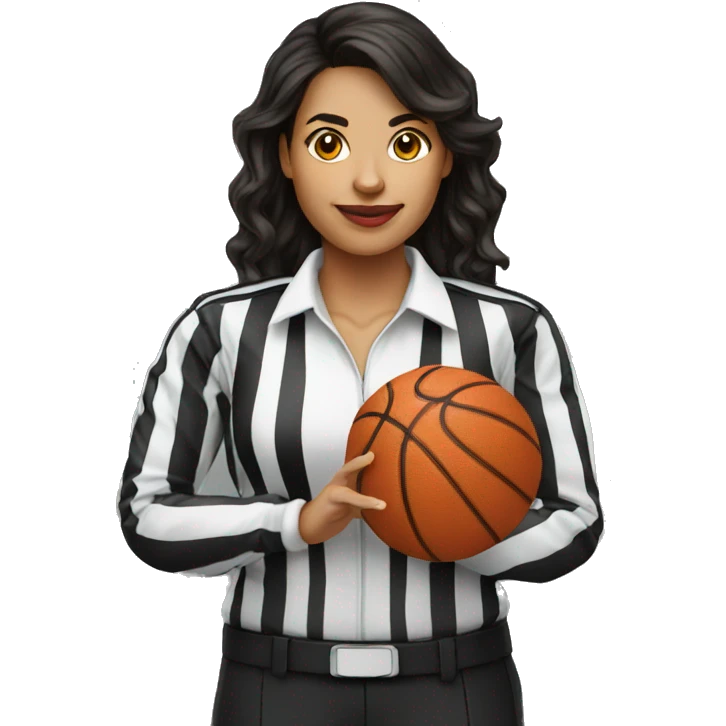 hispanic female referee holding basketball card emoji