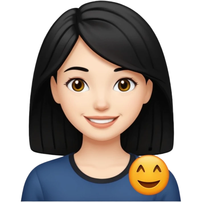 White girl with Black medium length hair emoji