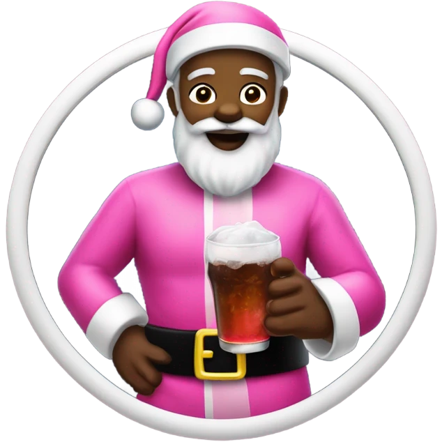 Pink beard black Santa Claus drinking cola emoji