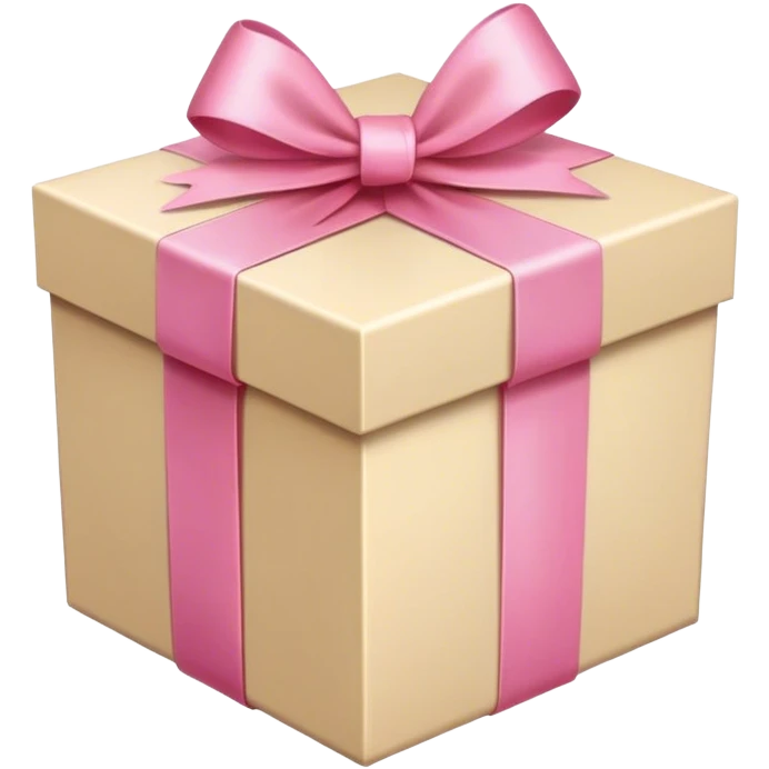 beige gift box with pink ribbon emoji