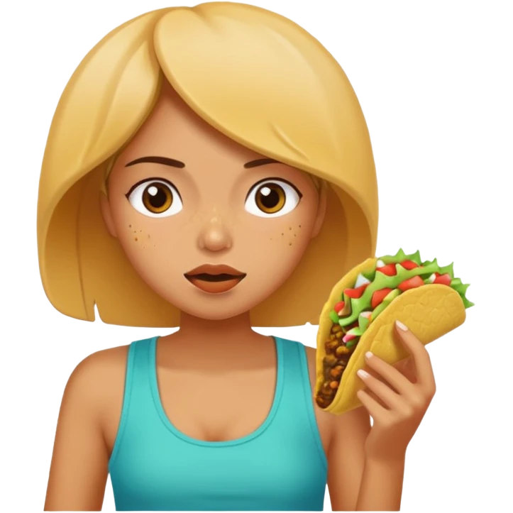 Girl eating taco while sweating  emoji