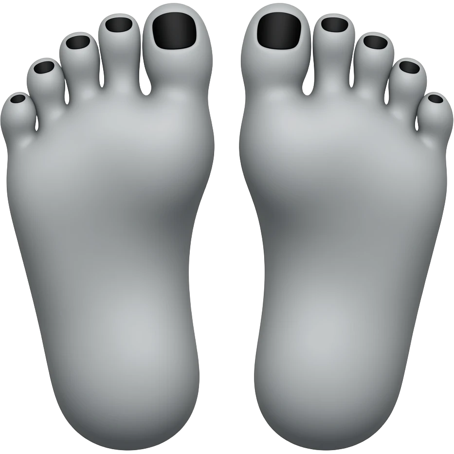 Gray detailed feet with black toenails emoji