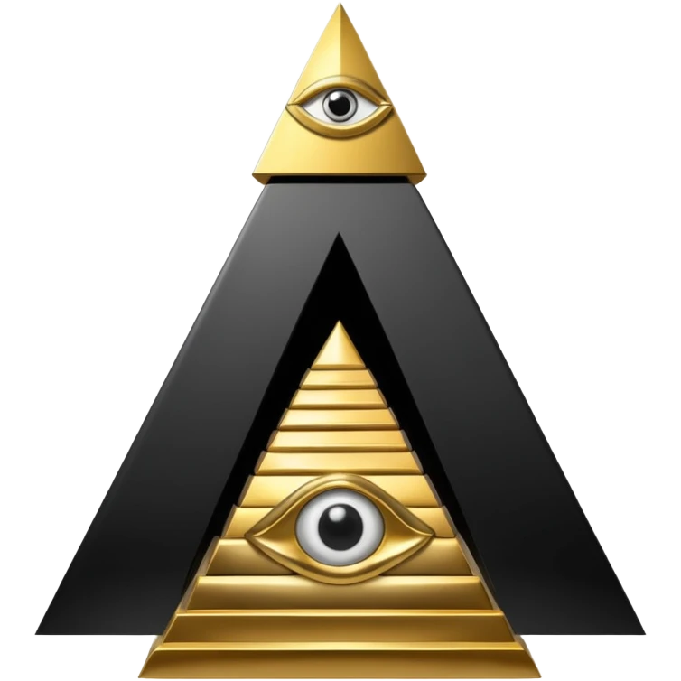 wide big iron black Illuminati throne with ornate gold, pyramid and all-seeing eye at the top emoji