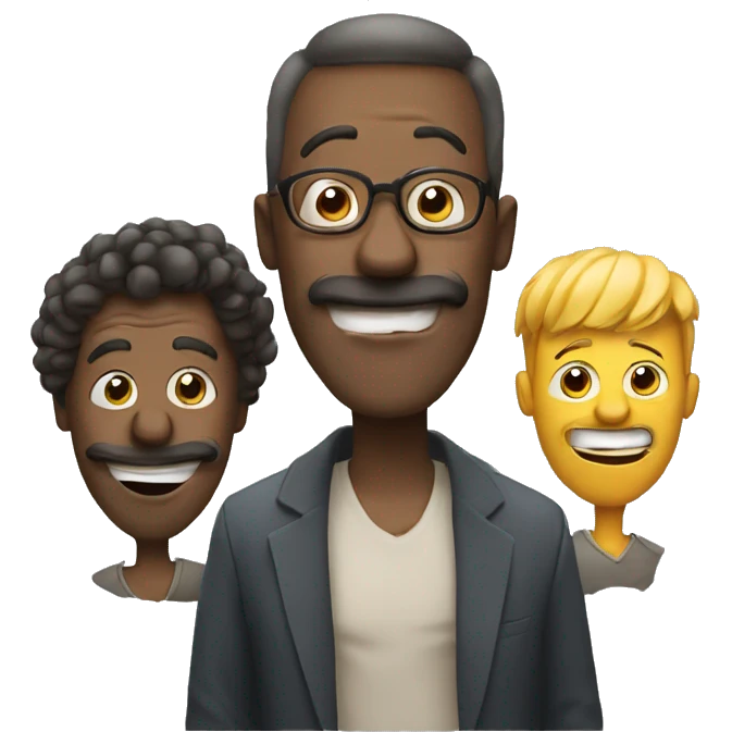 three crazy crazy men, dressed differently and from different countries emoji