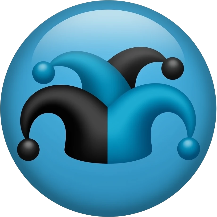 make a blue circle with a black and blue jester hat emoji