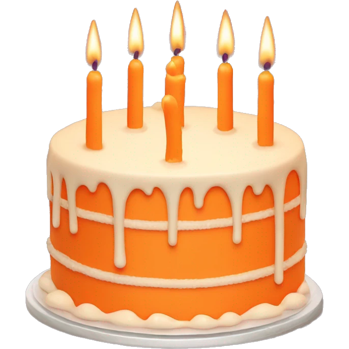 orange icing birthday cake with candles in a circle emoji