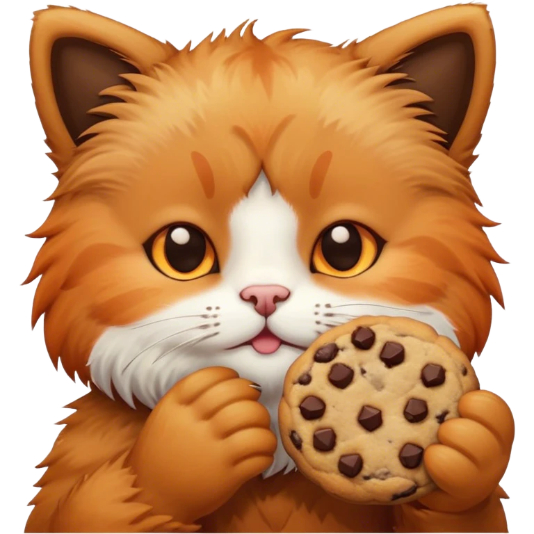 Cute cat eating a cookie next to a teddy bear  emoji