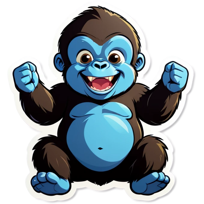 Adorable fat infant gorilla happy  emoji