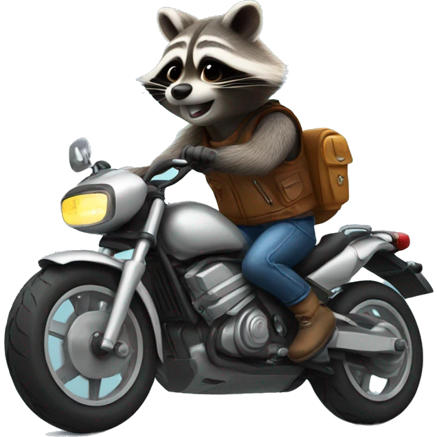 Raccoon on motorbike emoji